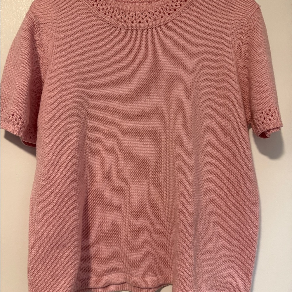 Haband Pink Ribbed Boxy Short Sleeve Top